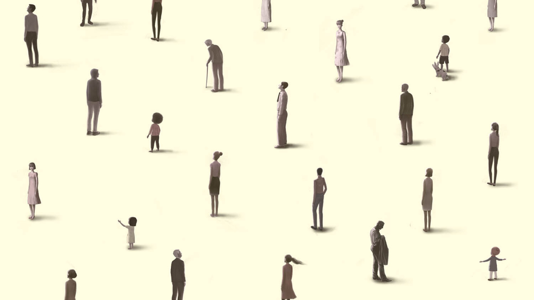Illustration of lonely people